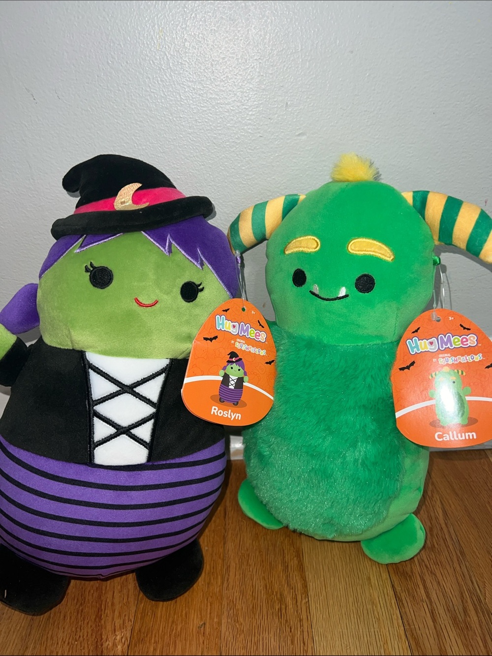 NWT Halloween HugMees Roslyn Witch & Callum Green Monster Plush Duo
